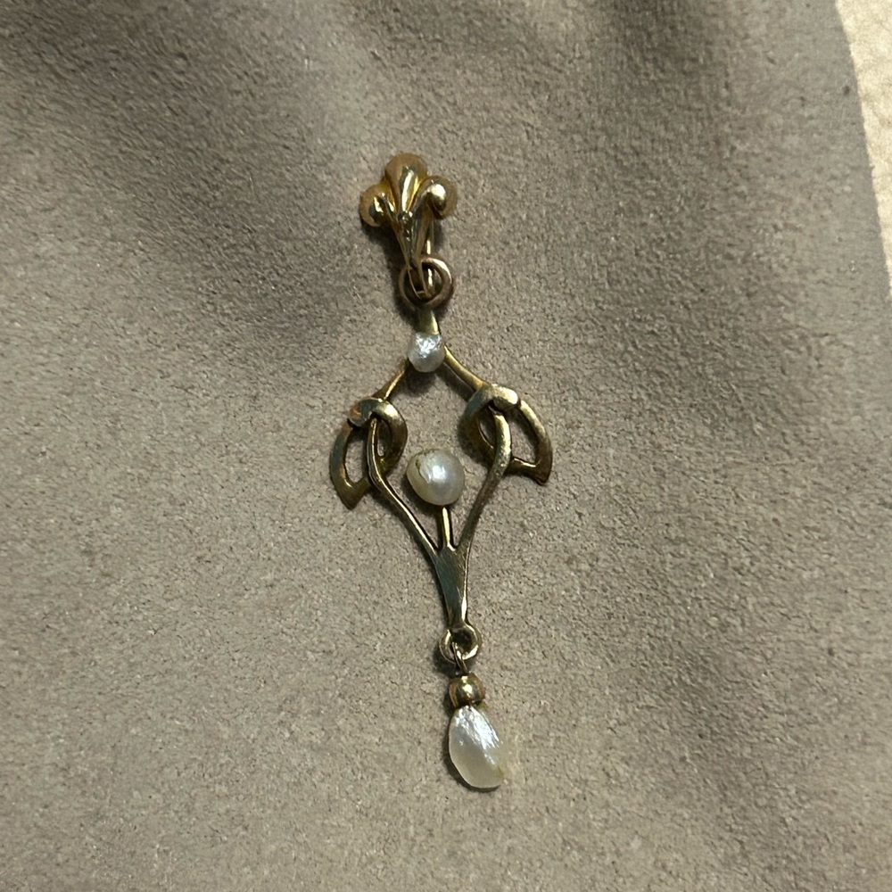 Antique Martin Wiedmann 10k Gold and Pearl pendant